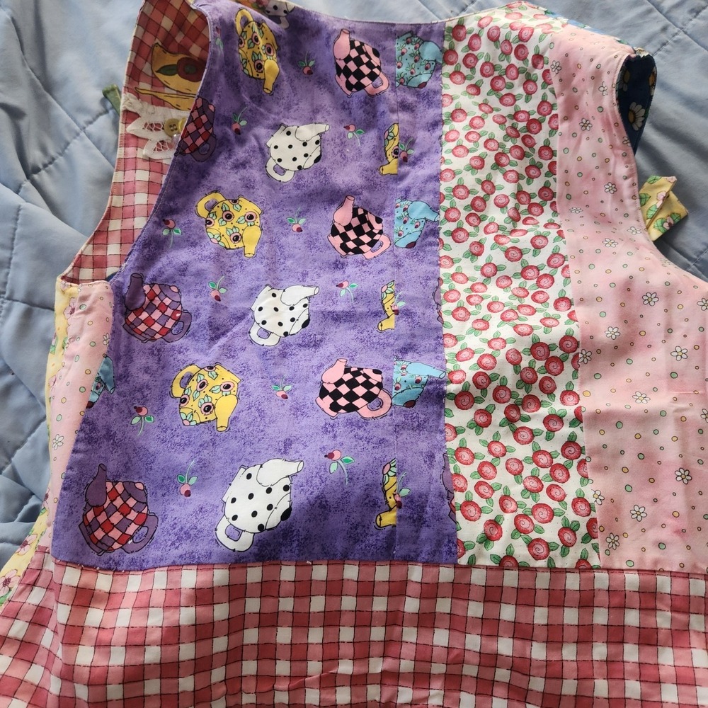 Hand Made Patchwork Granny Tea Party Quilted Vest Embellished Applique Cottage - Picture 10 of 15